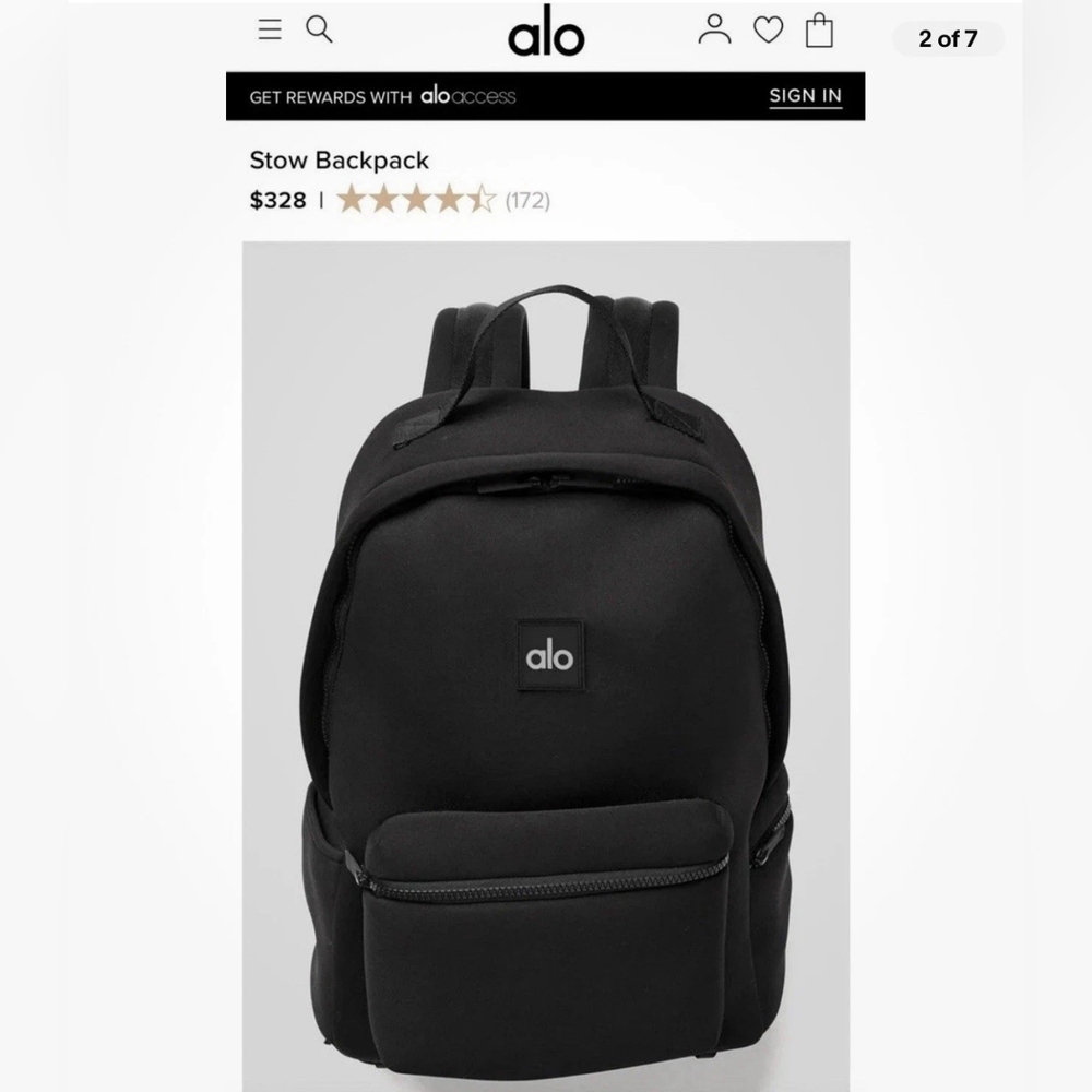 ALO Yoga Stow Backpack in Black Neoprene with Detachable Pouch New - Picture 11 of 12